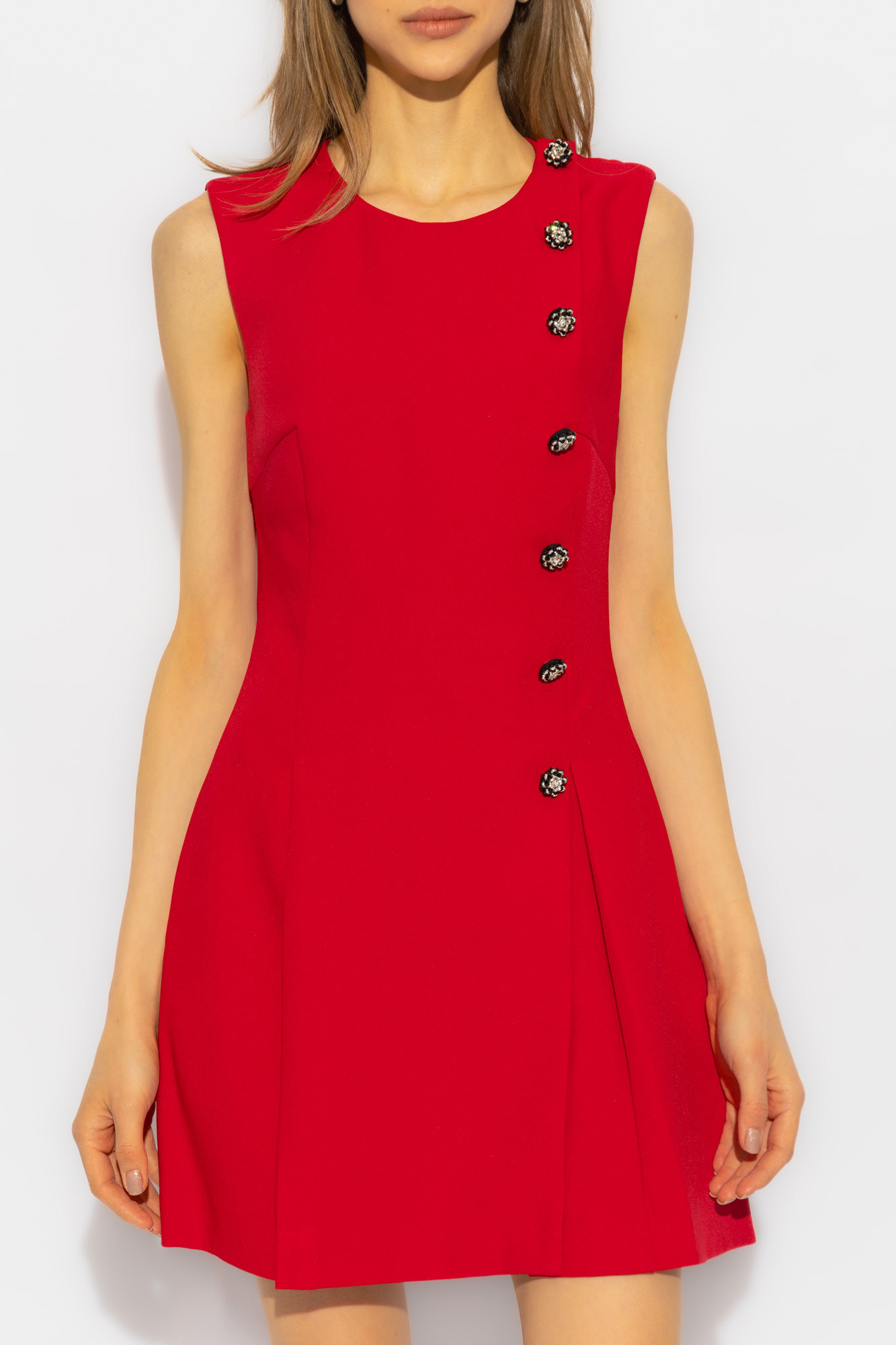 Red sleeveless 2024 skater dress